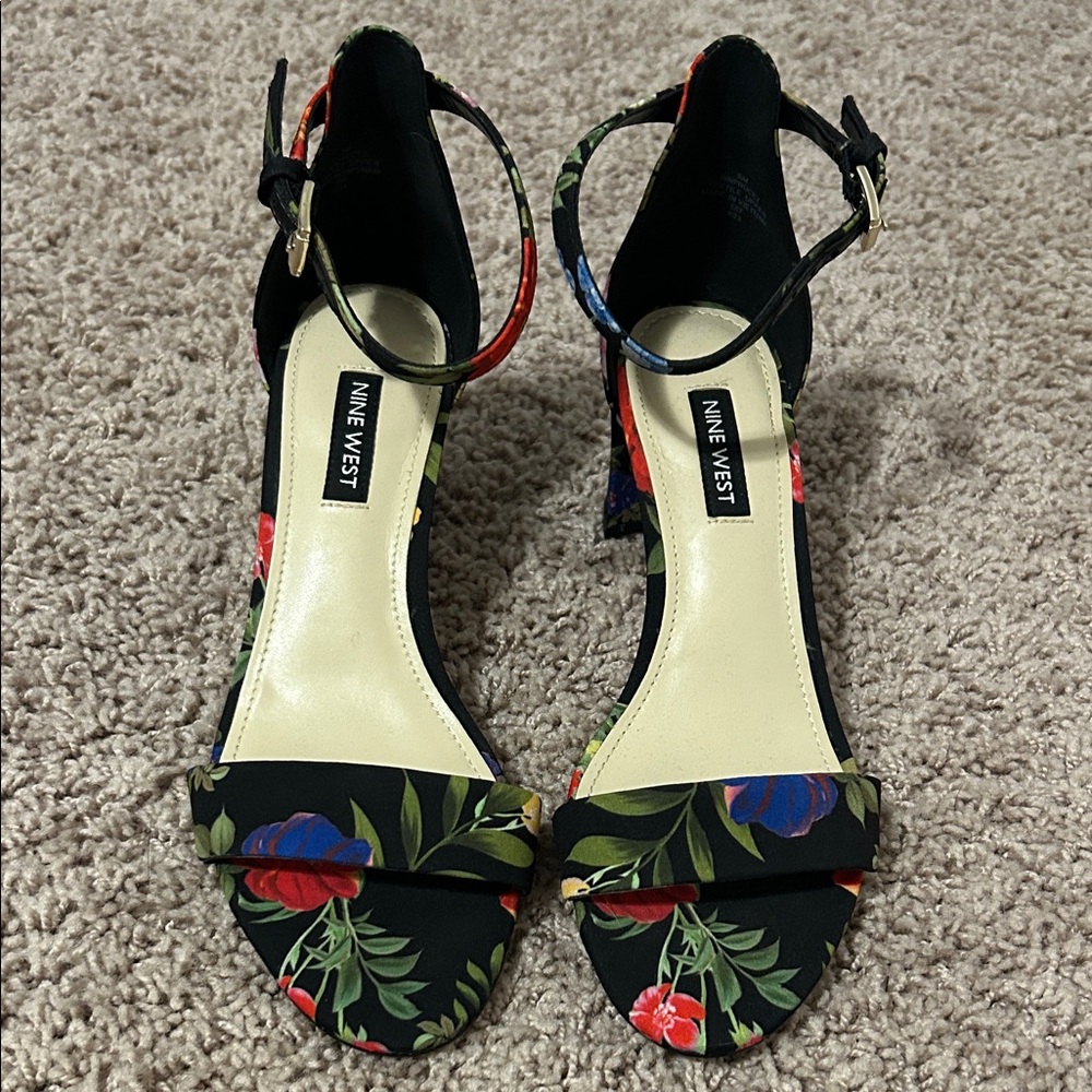 Nine West Black Floral Heels